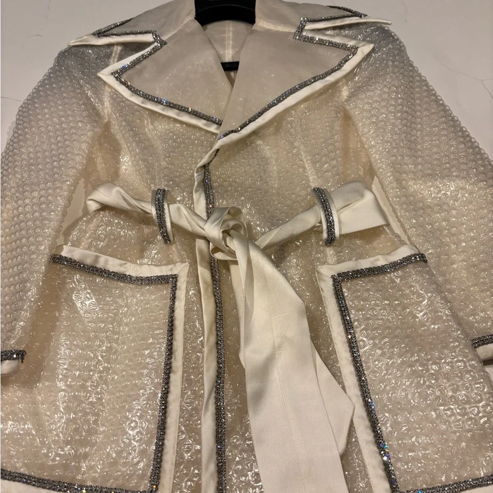 RARE-ICONIC-Dolce & Gabbana-Clear Plastic Bubble Wrap Rain Coat-Rhinestone-90s - Picture 10 of 16